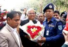 On the occasion of the arrival of the Honorable Minister of the Ministry of Social Welfare and Ministry of Women and Children Affairs of the Government of the People's Republic of Bangladesh in Dinajpur district, a warm floral reception.