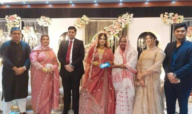 Doctor Hosne Ara Begum's blessings for the newlyweds at the grand Bou-Bhat ceremony in Bogura.