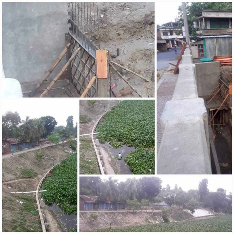 Para-siding work on both sides of Pabna Chatmohar Newbazar Kheyaghat Bridge to prevent collapse in flood water - Various rumors and questions