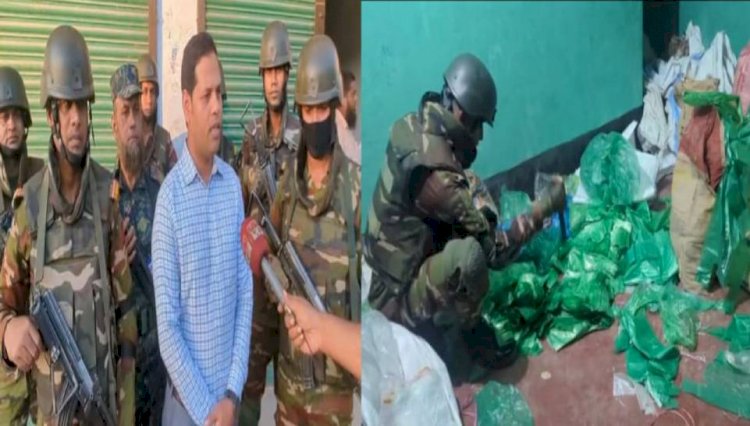 In a joint force operation in Narail, polythene was seized and a fine of 50,000 taka was imposed.